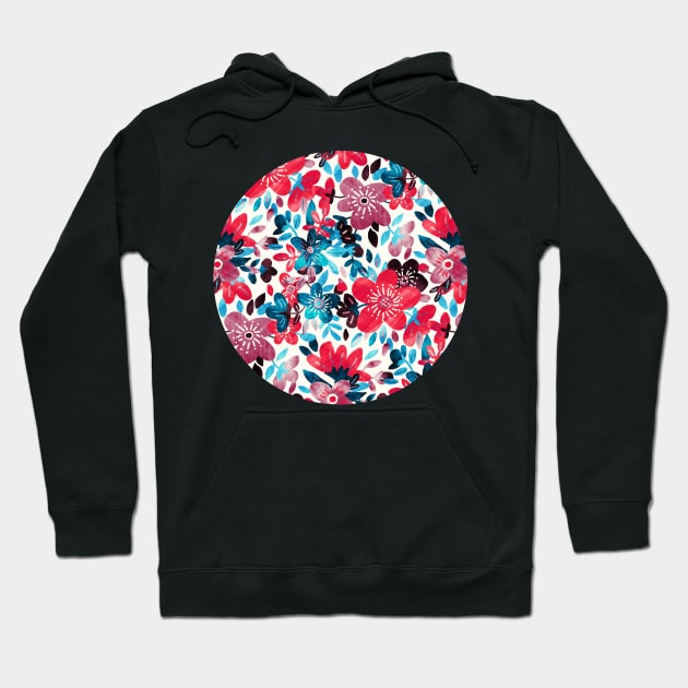 Happy Red Flower Collage Hoodie by micklyn